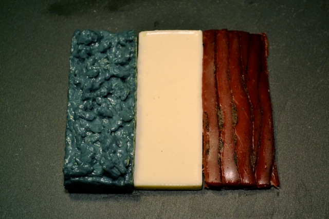 risotto bleu, pannacotta parmesan et magret de canard