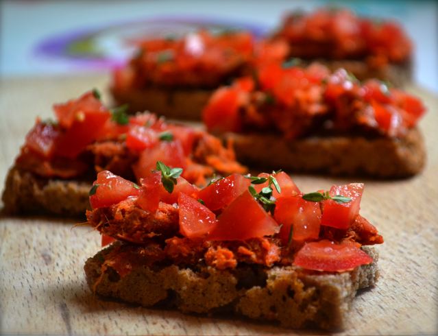 tartine soubressade tomates thym citron